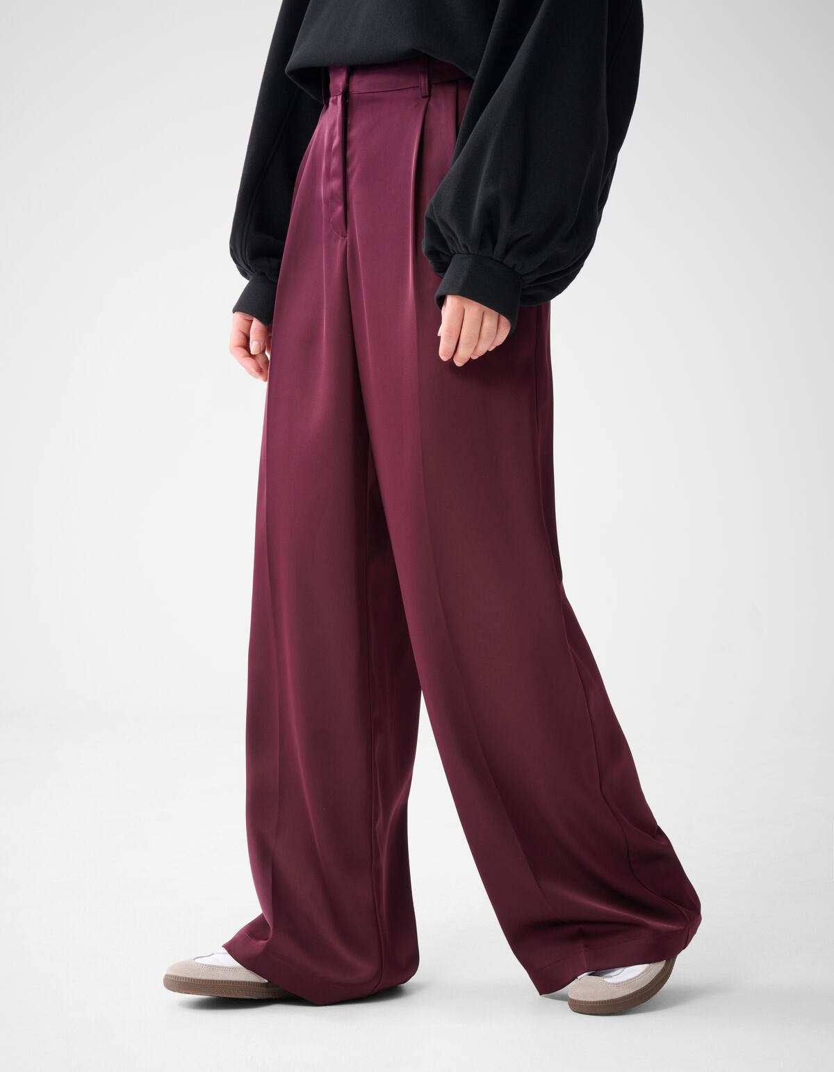 Satin Pantaloons mit weitem Bein Dunkelrot von Lon SHOEBY WOMEN