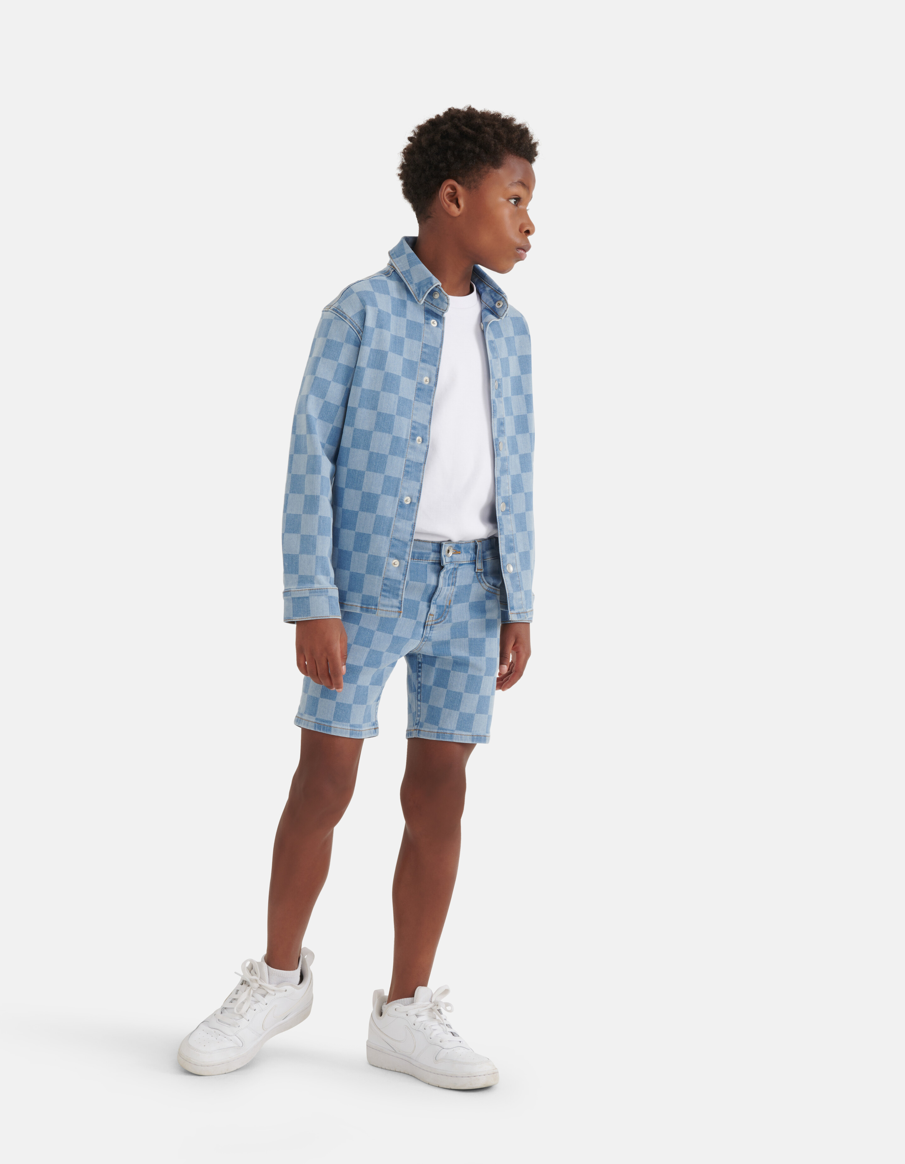 Karo-Denim-Kurzer Mittelstein SHOEBY BOYS