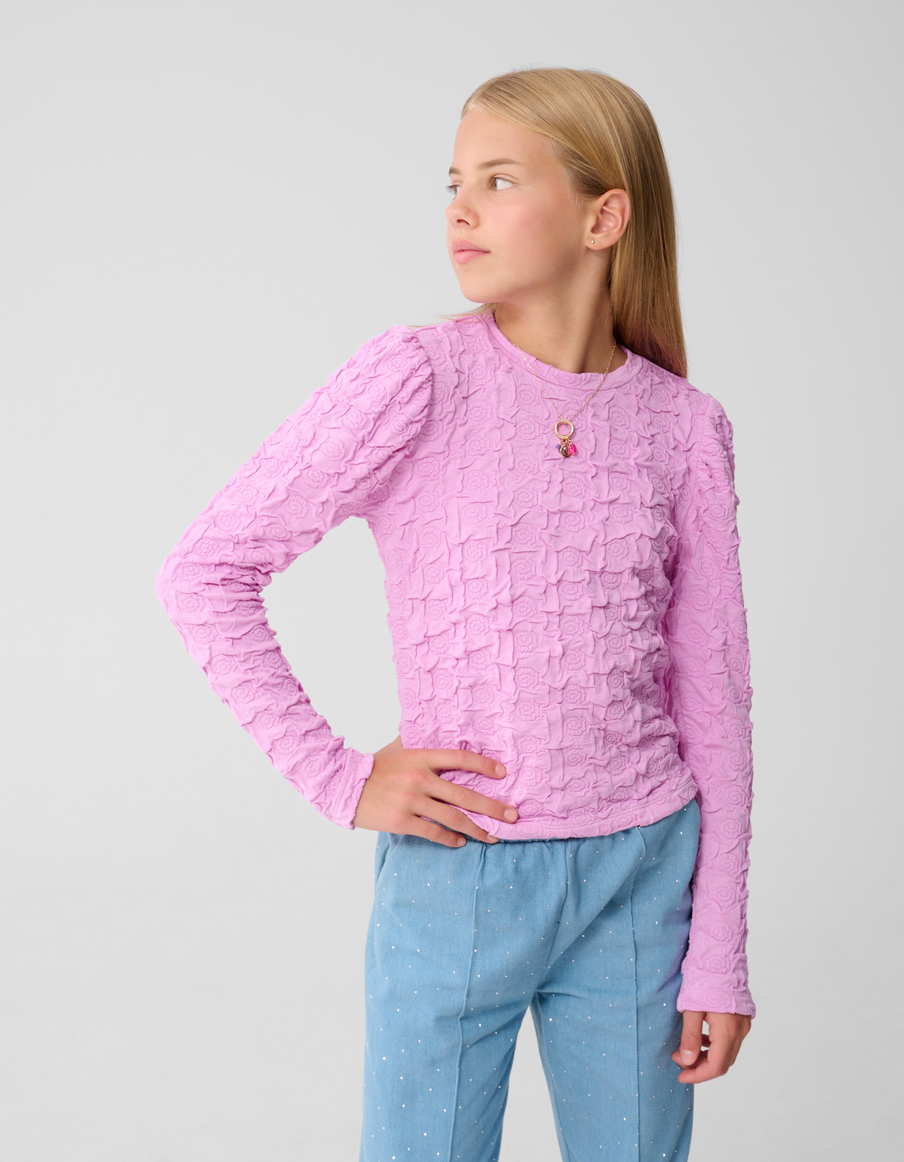 Blumen Struktur Langarm Top Rosa SHOEBY GIRLS