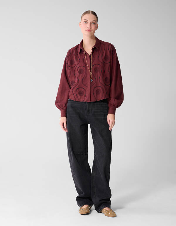 Bluse Mit Perlenstickerei Dunkelrot By Mieke SHOEBY WOMEN
