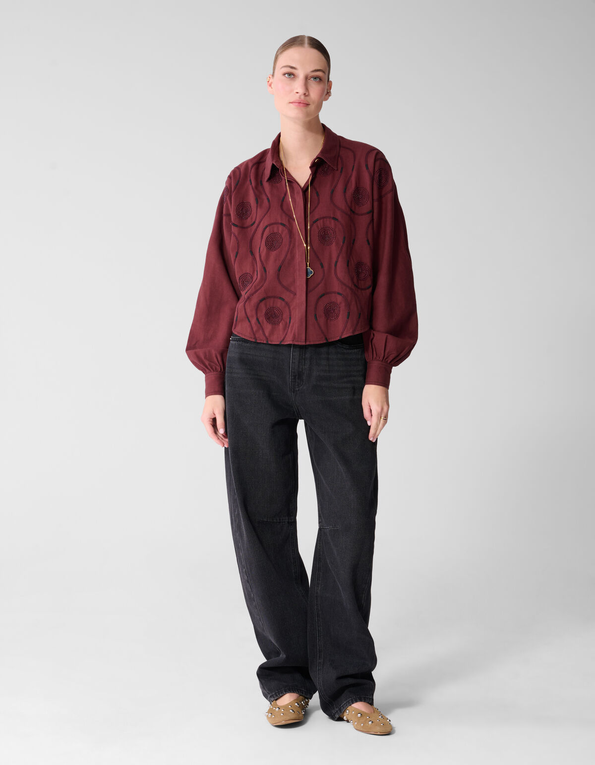 Bluse Mit Perlenstickerei Dunkelrot By Mieke SHOEBY WOMEN