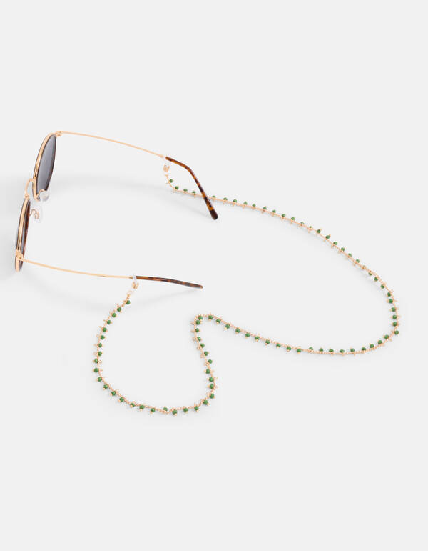 Perlen-Sonnenbrille Cord Grün SHOEBY ACCESSOIRES