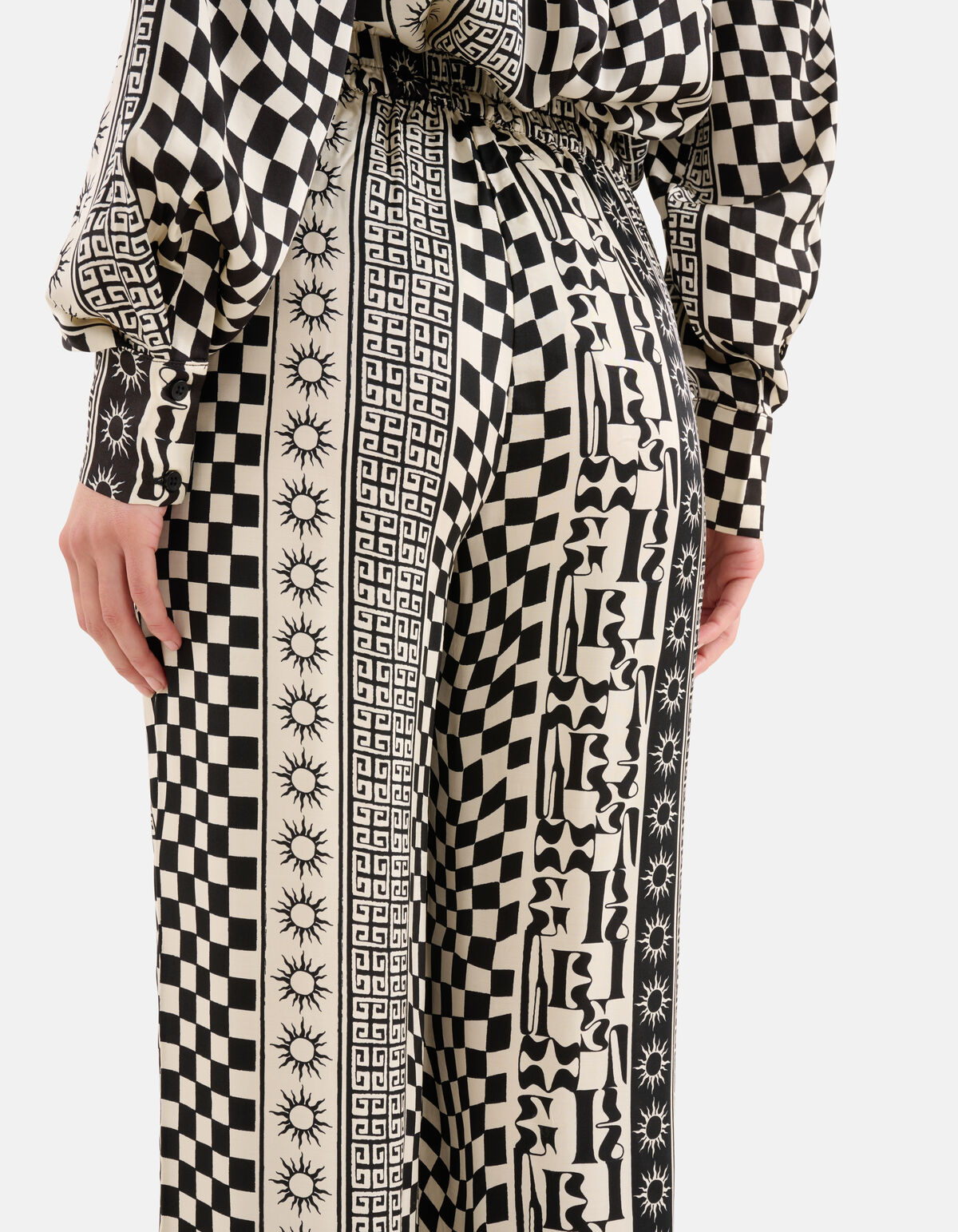 Bedruckte Hose schwarz/off-white SHOEBY WOMEN