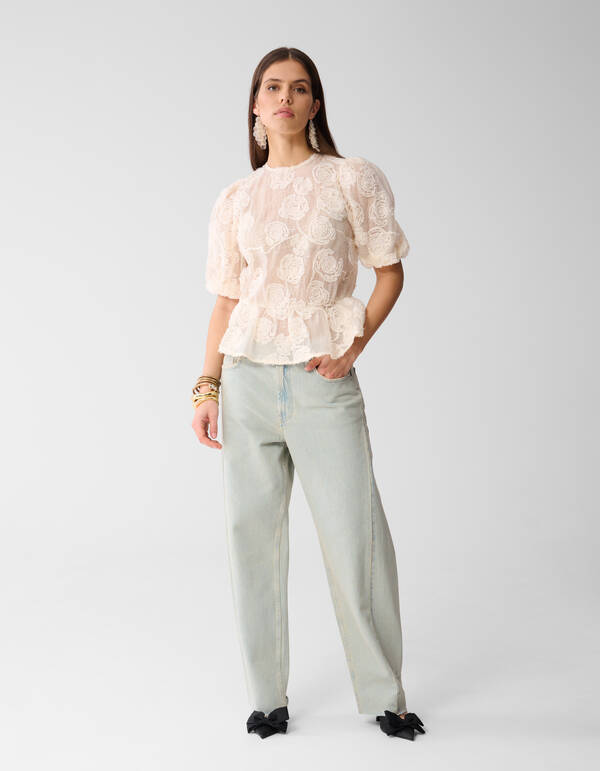 Geblümtes Pailletten-Top Off White SHOEBY WOMEN