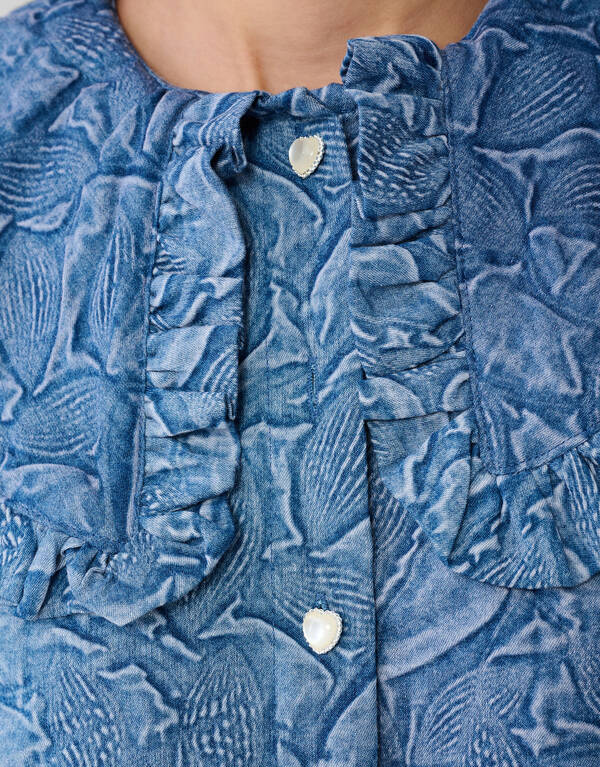 Jeansbluse mit großem Kragen, Blau SHOEBY WOMEN