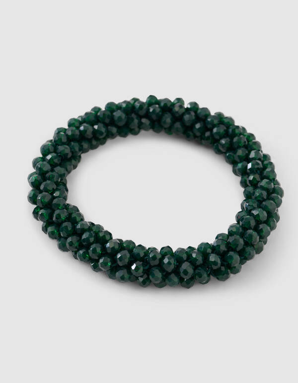 Perlenbesetztes Haargummi, dunkelgrün SHOEBY ACCESSOIRES