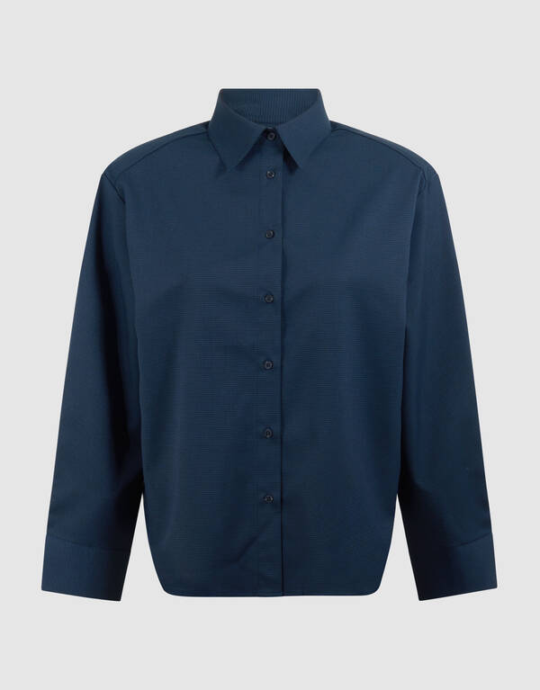 Kariertes gepolstertes Bluse Dunkelblau SHOEBY WOMEN