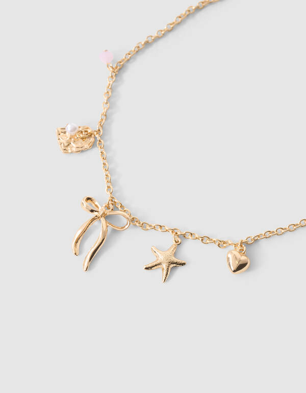 Charm Schleife Halskette Gold SHOEBY ACCESSOIRES