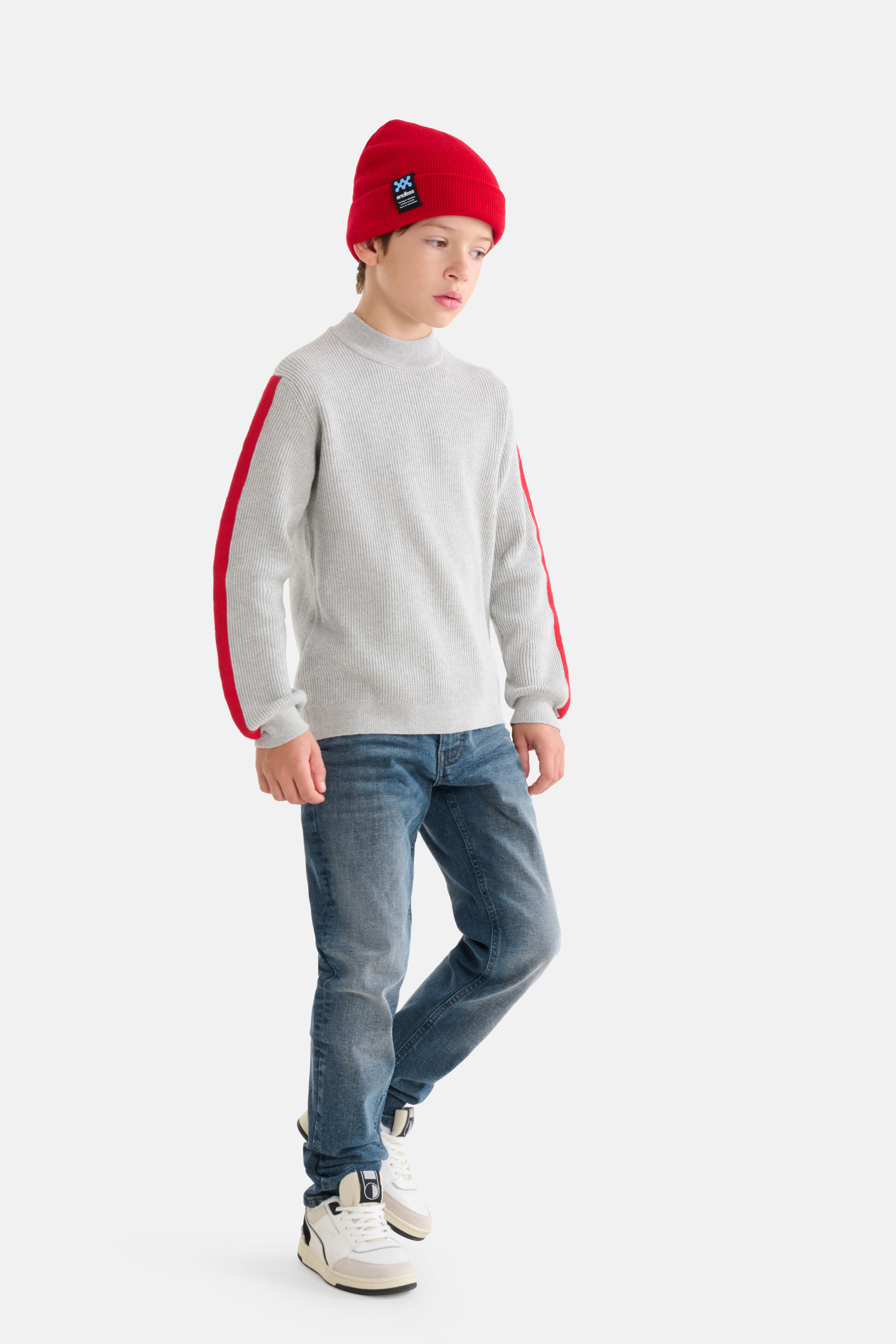 Gebreide Tape Trui Lichtgrijs SHOEBY BOYS