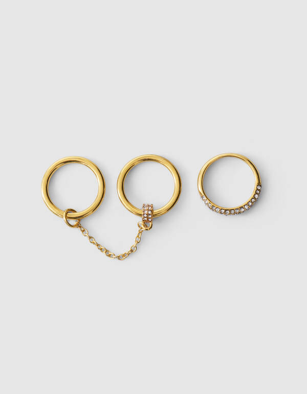 Stack Strass Ringe Set Gold SHOEBY ACCESSOIRES