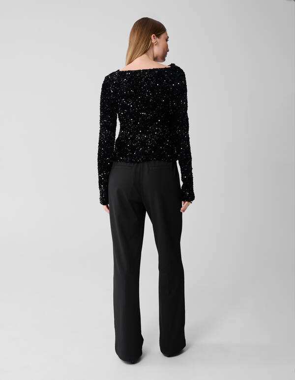 Pailletten-Wasserfall-Top Schwarz SHOEBY WOMEN