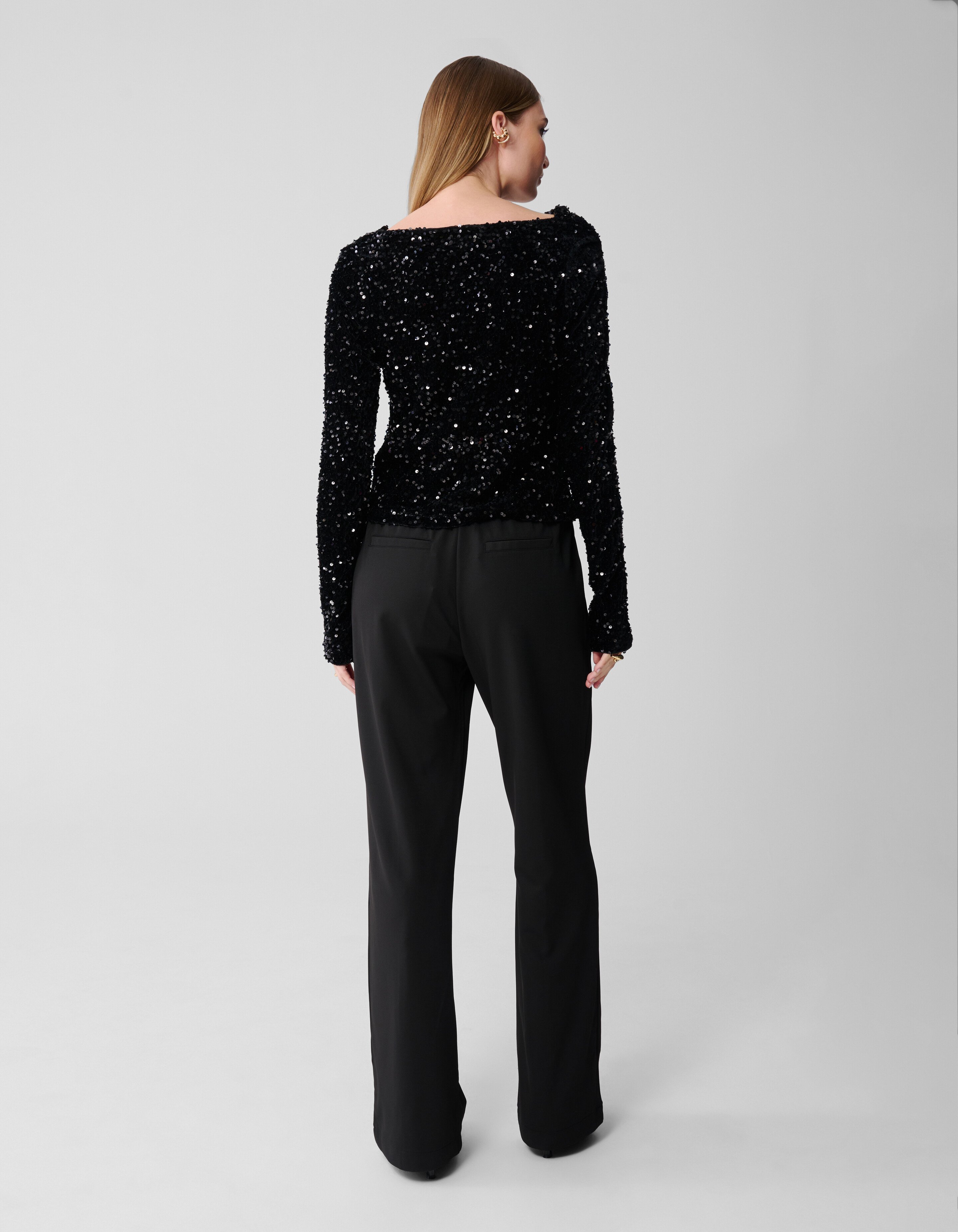 Pailletten-Wasserfall-Top Schwarz SHOEBY WOMEN