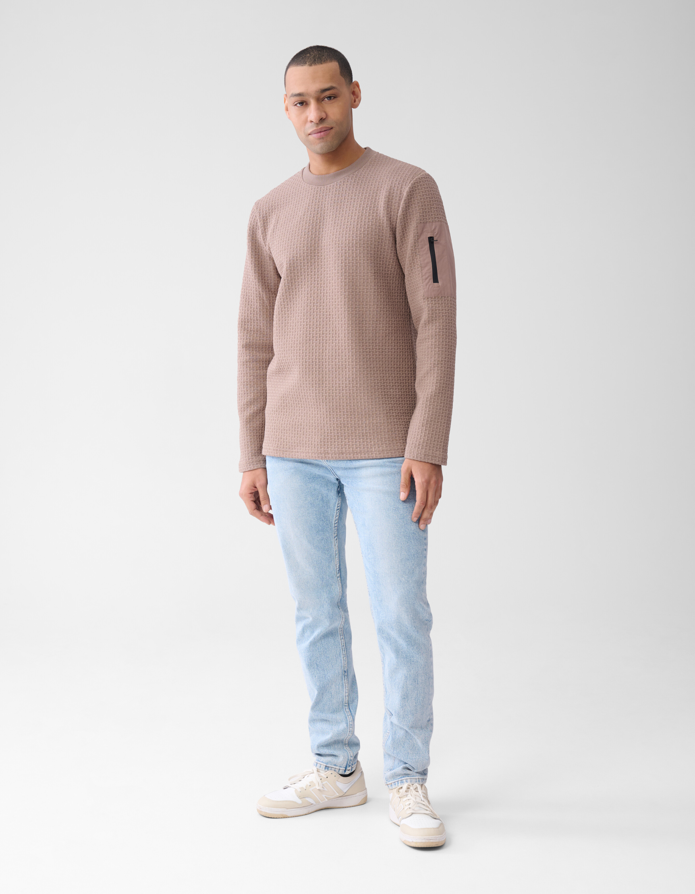 Jersey Textur Longsleeve Hellbraun SHOEBY MEN