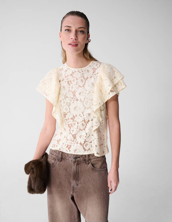 Kanten R&uuml;schentop Gebrochen Wei&szlig; SHOEBY WOMEN