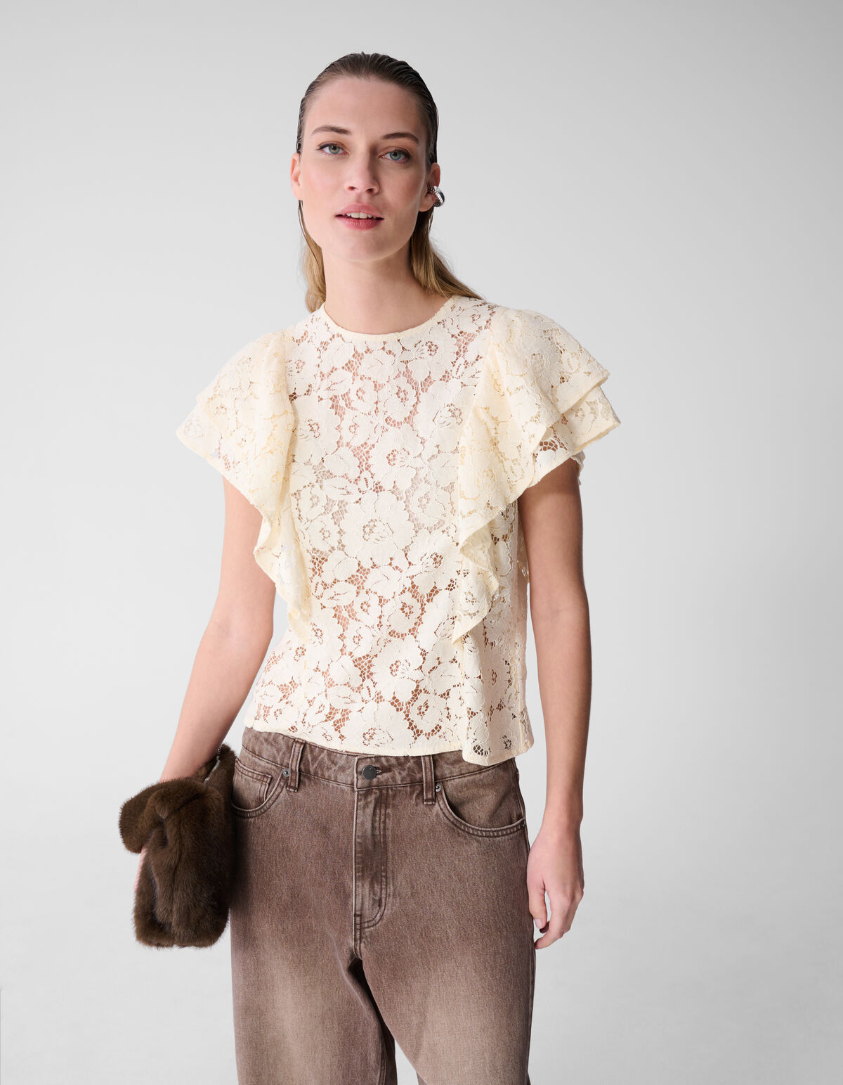 Kanten R&uuml;schentop Gebrochen Wei&szlig; SHOEBY WOMEN