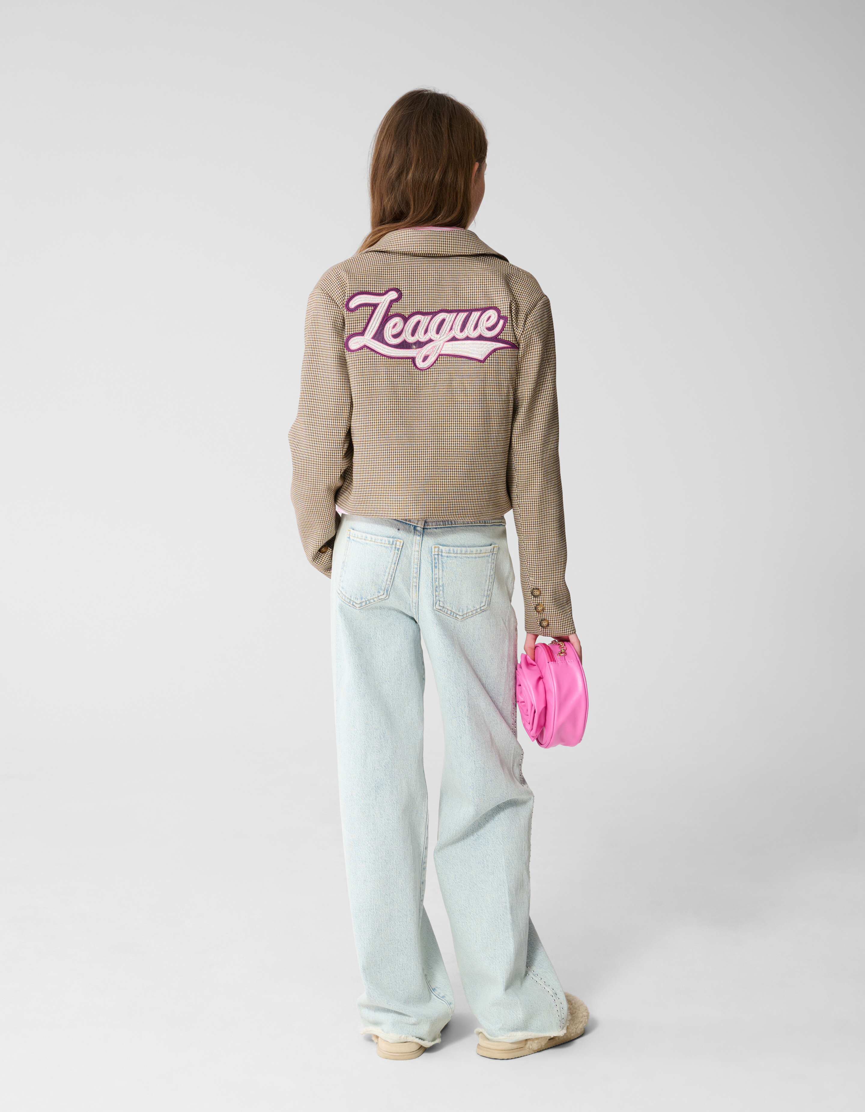 Cropped-Blazer mit Karomuster Hellbraun SHOEBY GIRLS