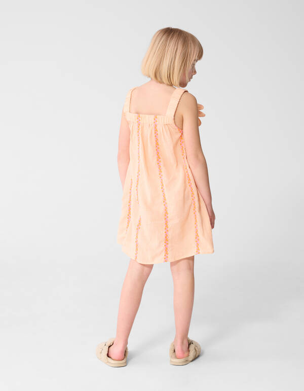 Blumenstickerei Mini Kleid Hellorange SHOEBY GIRLS