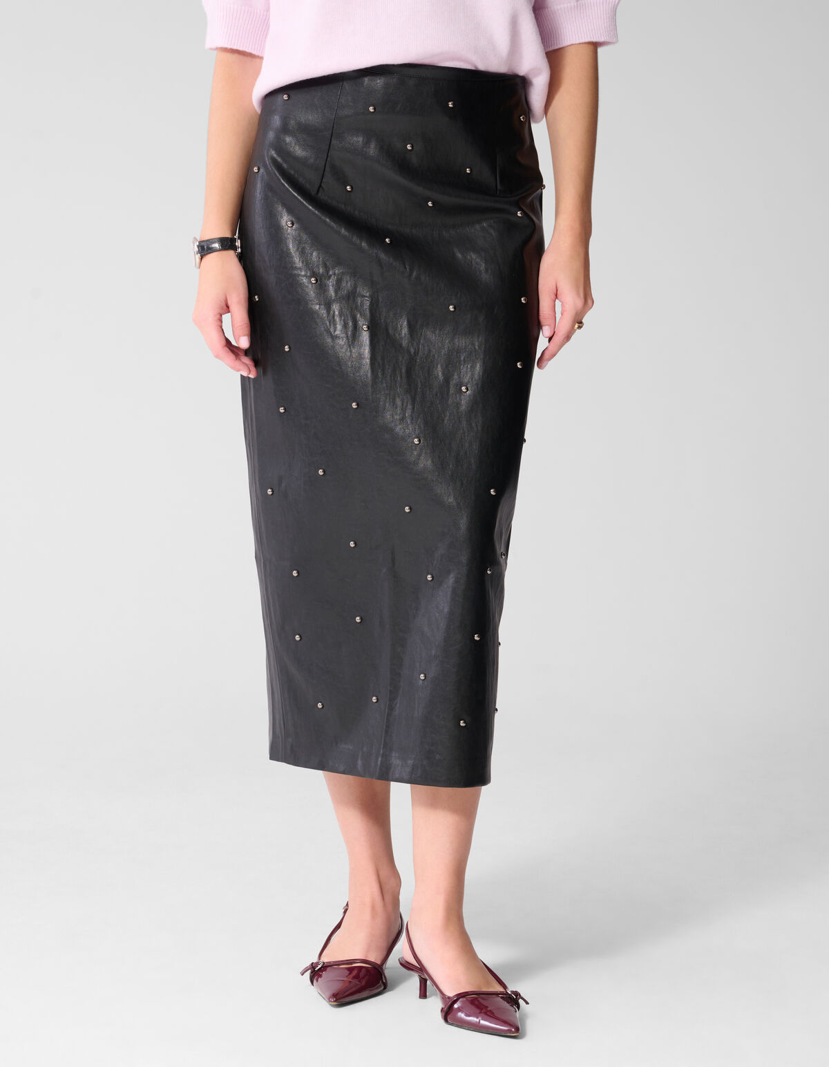 Maxirock Aus Veganleder Mit Nieten Schwarz By Miek SHOEBY WOMEN