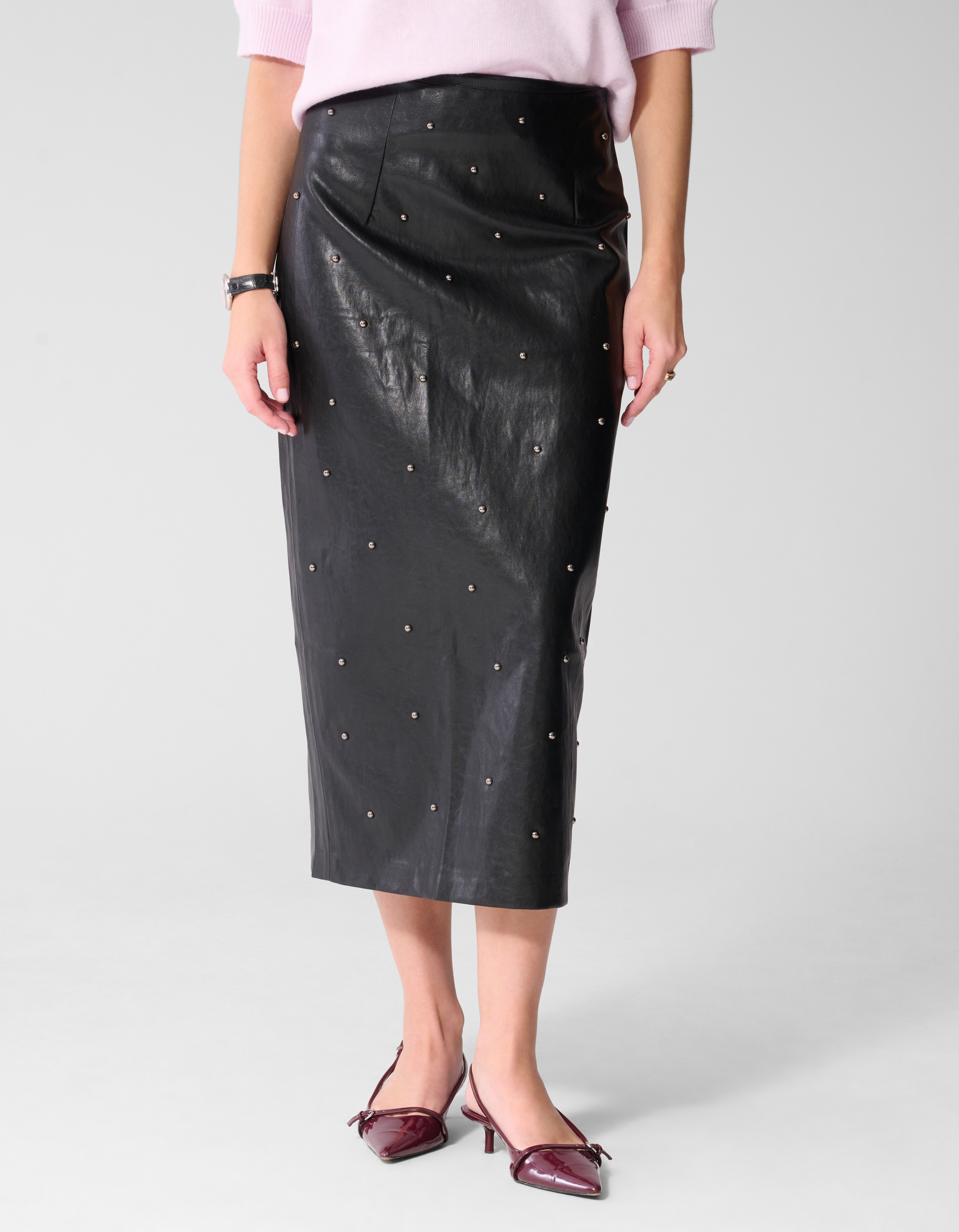 Maxirock Aus Veganleder Mit Nieten Schwarz By Miek SHOEBY WOMEN