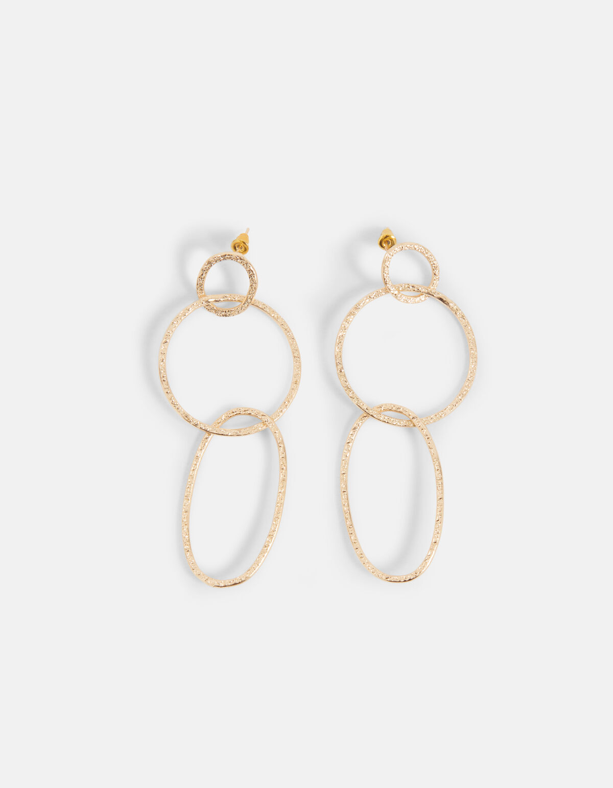 Gehämmerte ovale Ohrringe Gold SHOEBY ACCESSOIRES