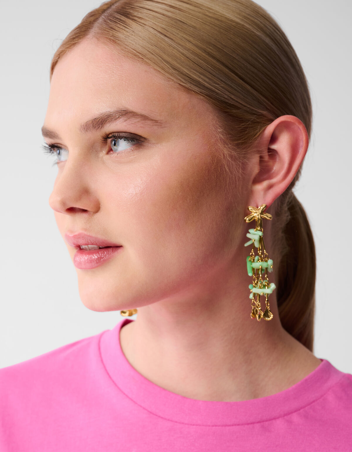 Seestern-Ohrringe mit Perlen grün SHOEBY ACCESSOIRES