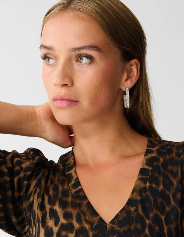 Rippstrick-Leopard-Top Braun SHOEBY WOMEN