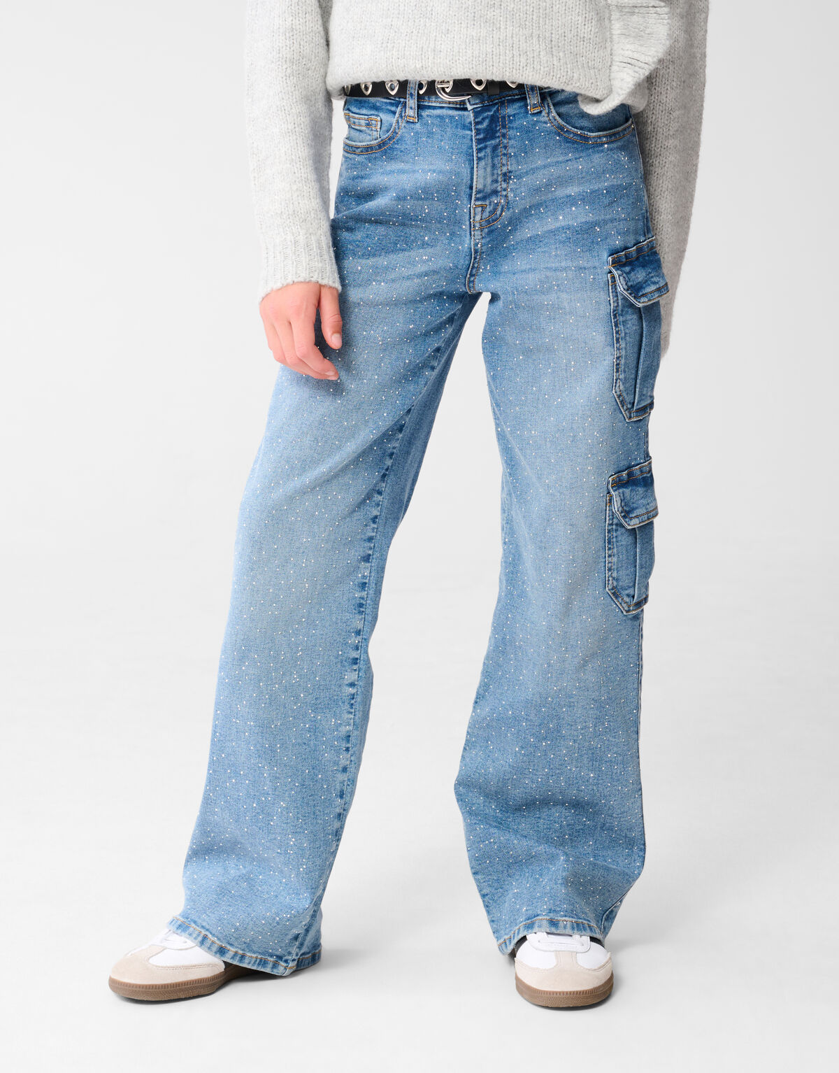 Pocket Strass Straight Fit Jeans Blau SHOEBY GIRLS