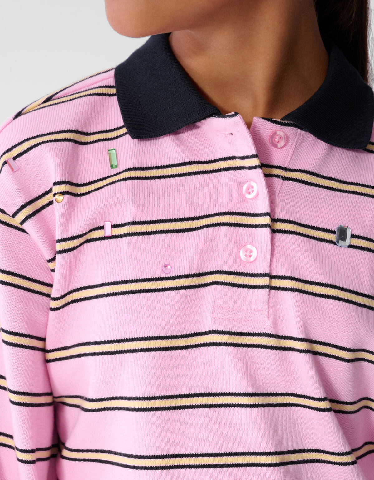 Strass-Polohemd mit langen &Auml;rmeln rosa SHOEBY GIRLS
