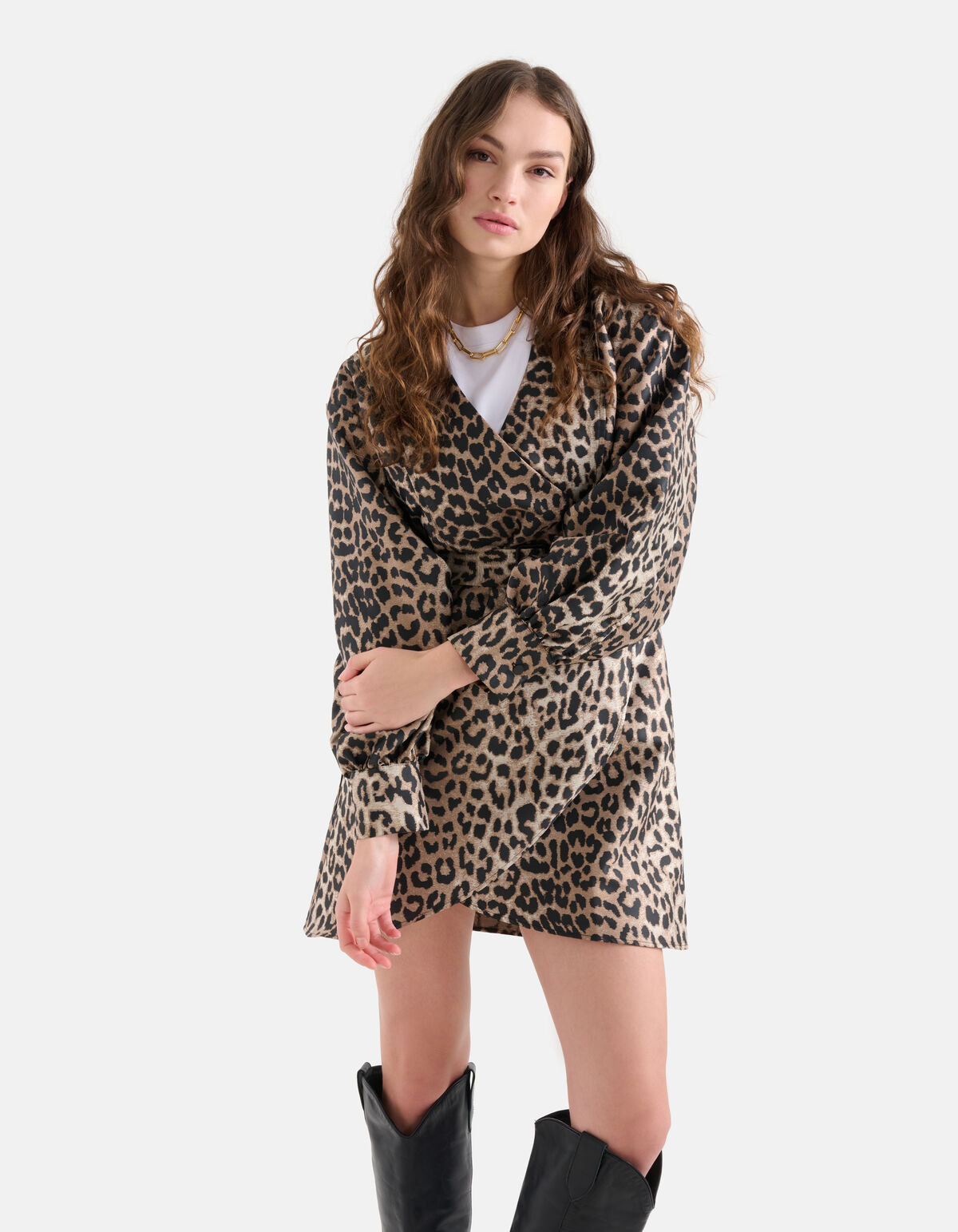 Leopard-Jacquard-Kleid Braun SHOEBY WOMEN