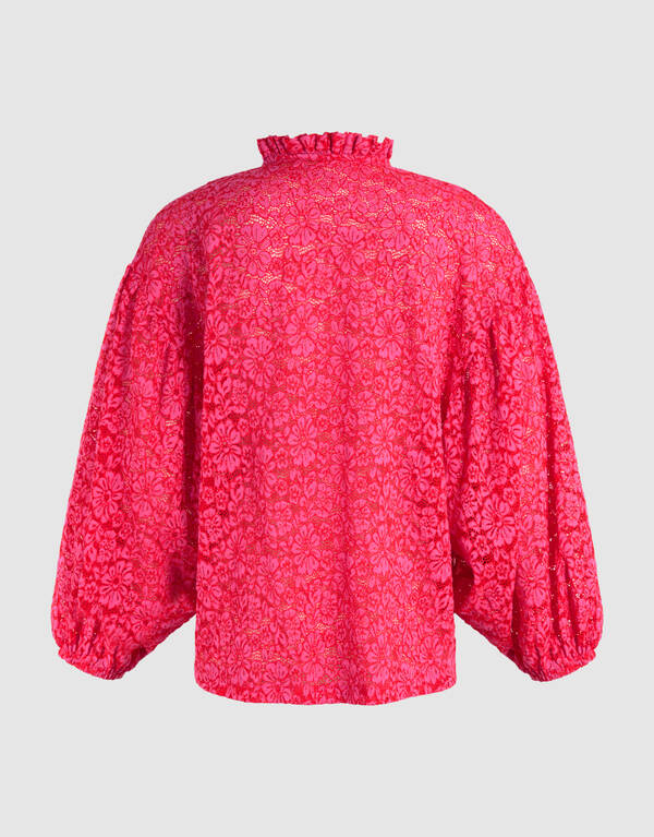 Bluse mit Spitzenrüschen Rosa SHOEBY WOMEN