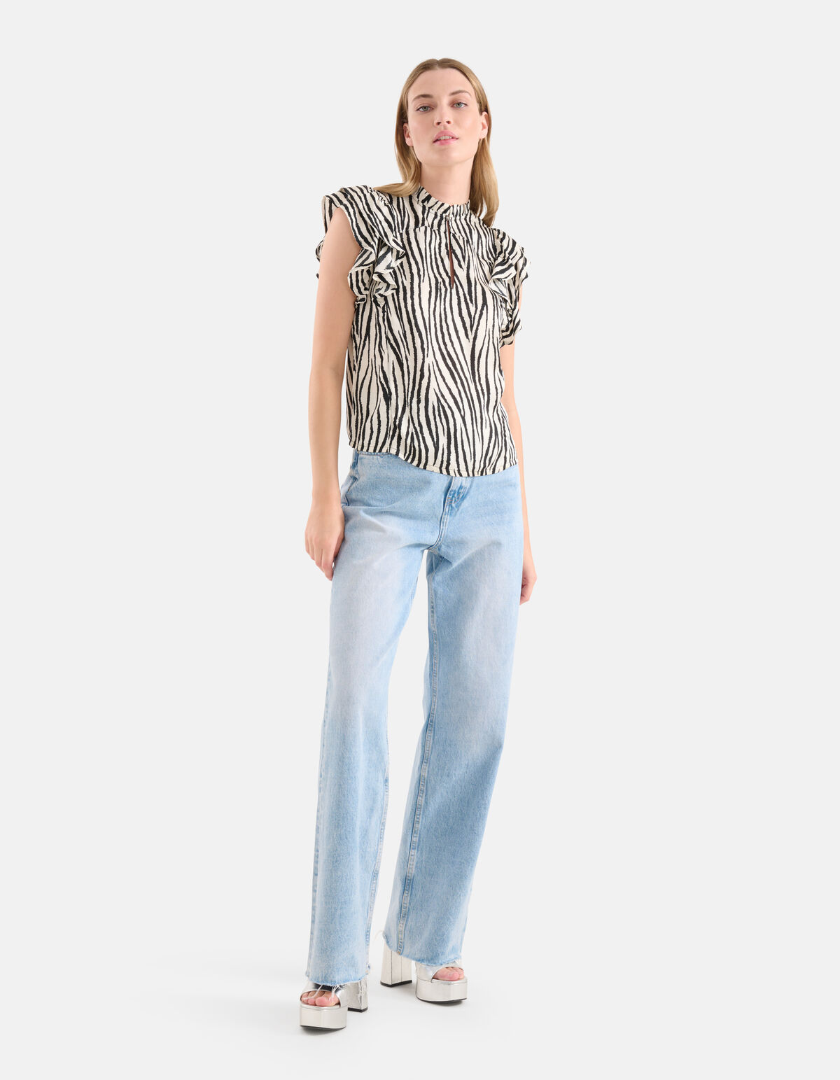 Top mit Zebradruck Schwarz/Weiß SHOEBY WOMEN