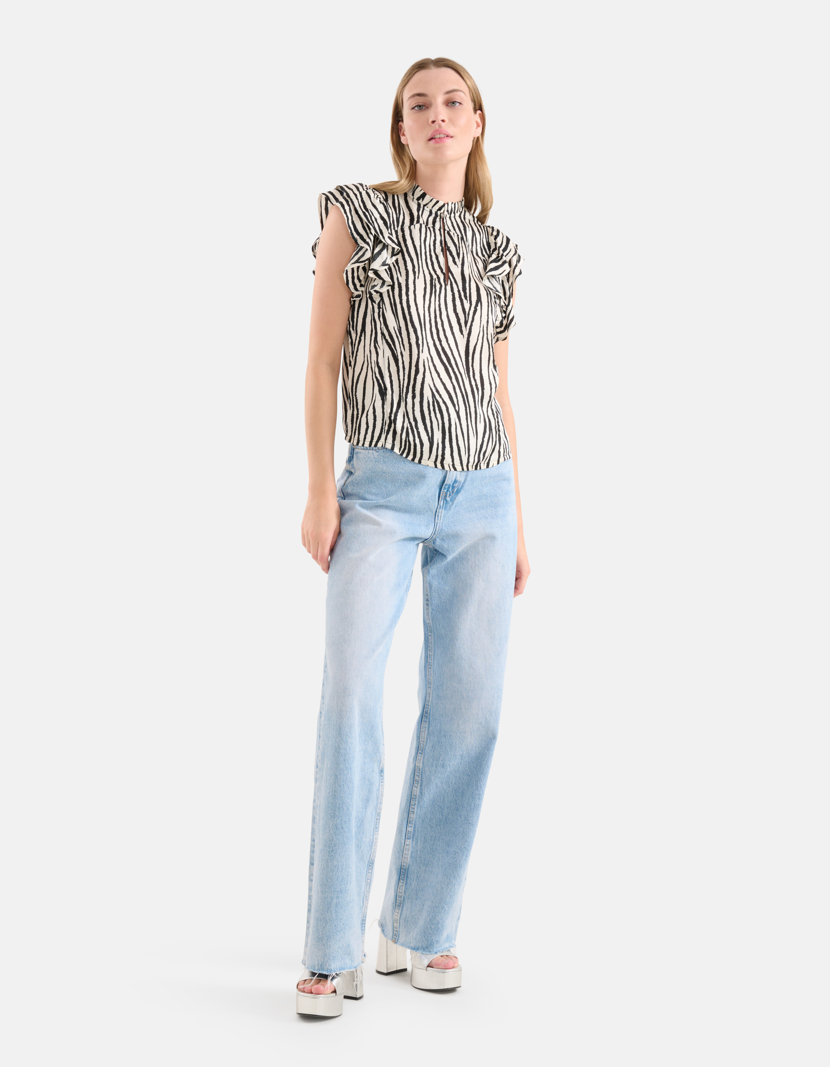 Top mit Zebradruck Schwarz/Weiß SHOEBY WOMEN