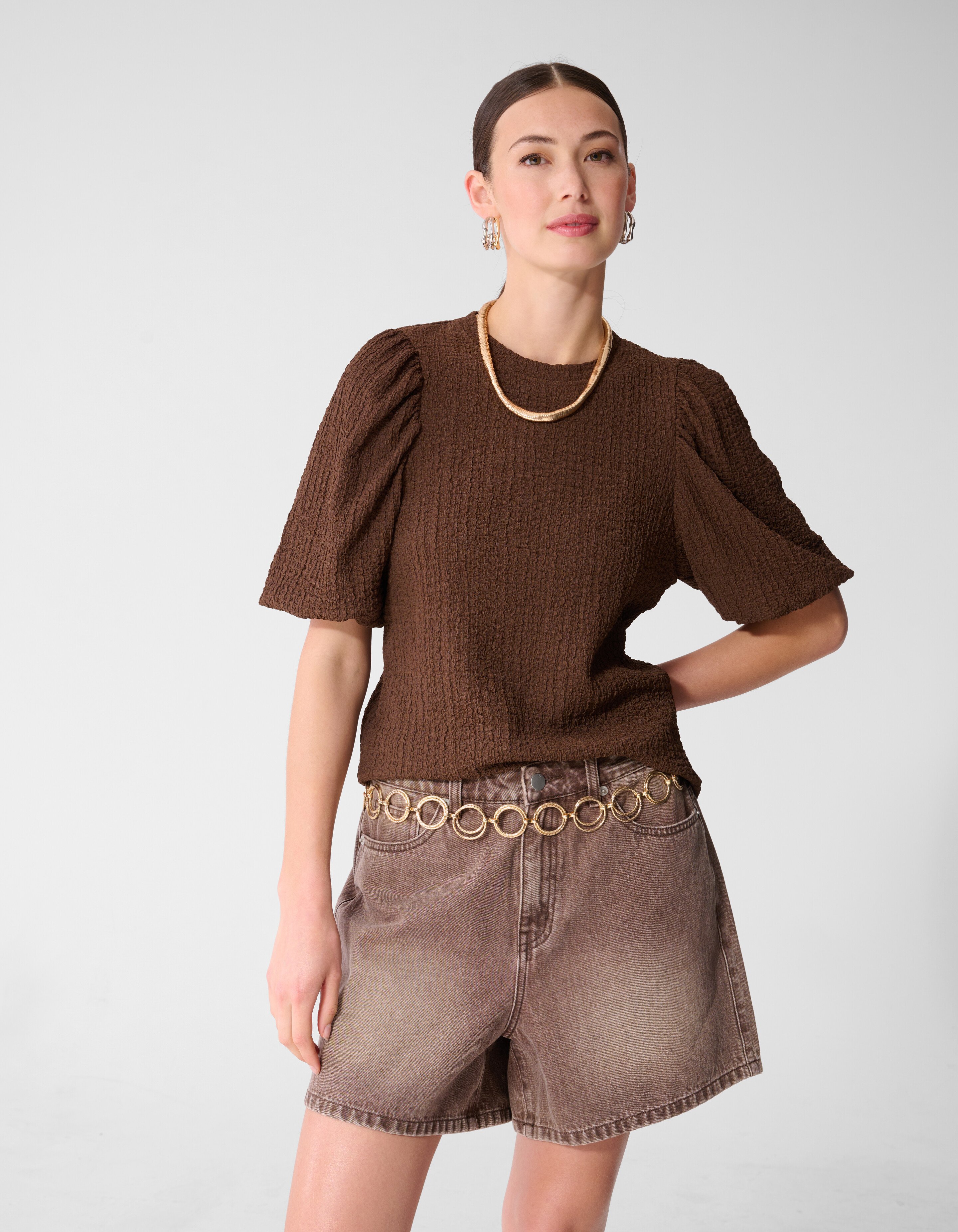 Knitter-Top Ballon Braun SHOEBY WOMEN