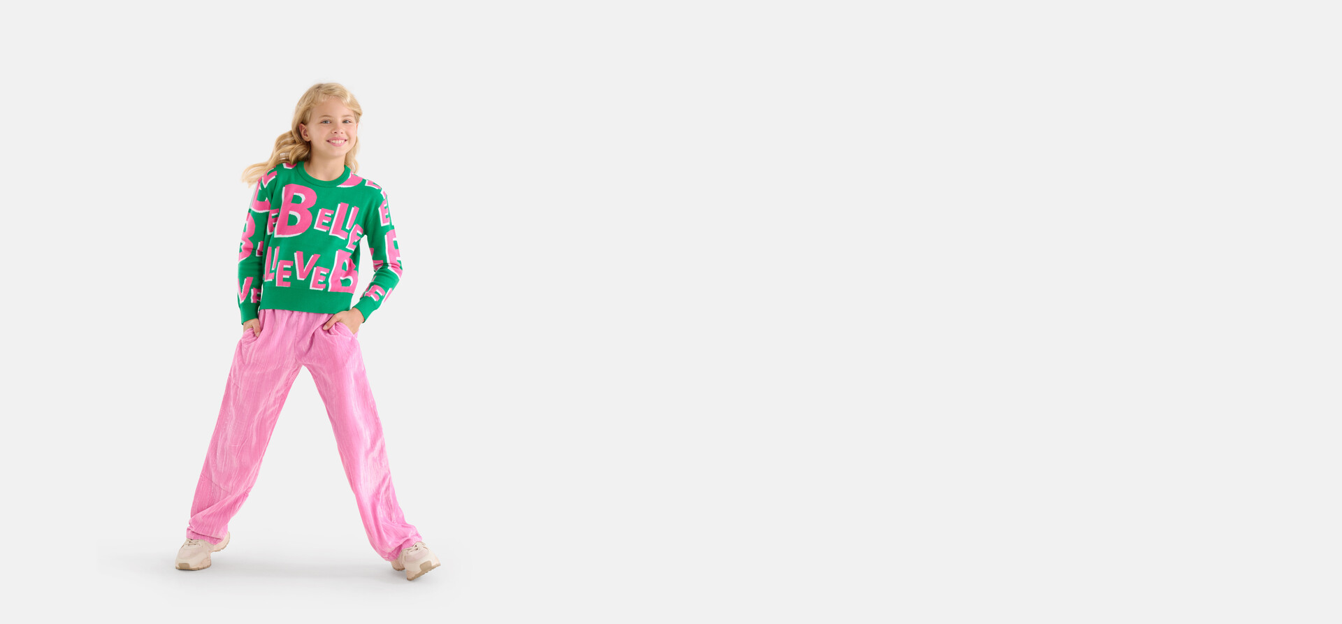 Weit geschnittene Hose aus Samt Rosa SHOEBY GIRLS