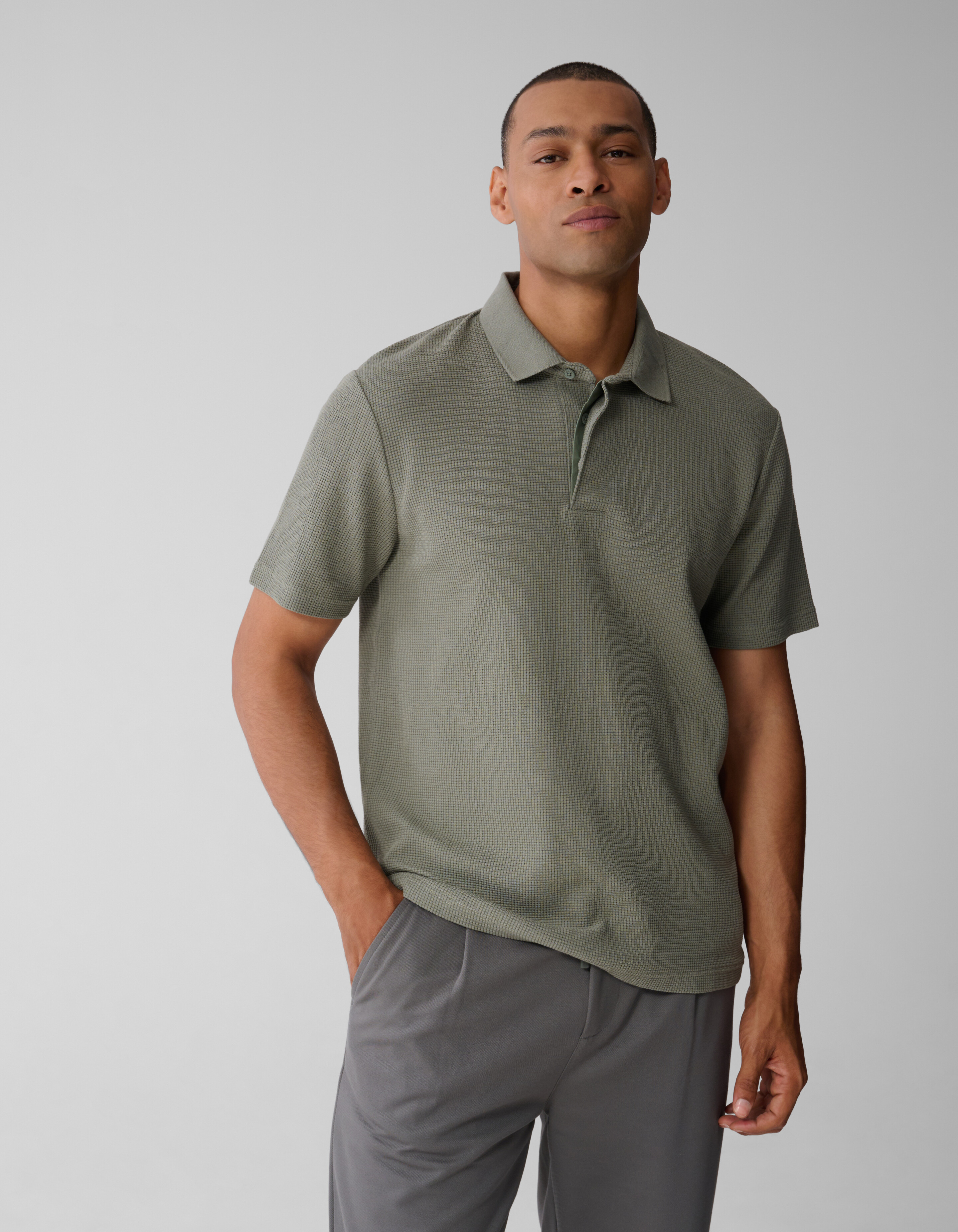 Struktur Jersey Polo Dunkelgrün SHOEBY MEN