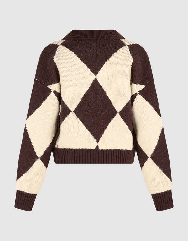Klassischer Pullover mit Karomuster braun/ecru SHOEBY WOMEN