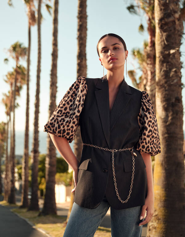 Leopard Ärmel Blazer Schwarz SHOEBY WOMEN