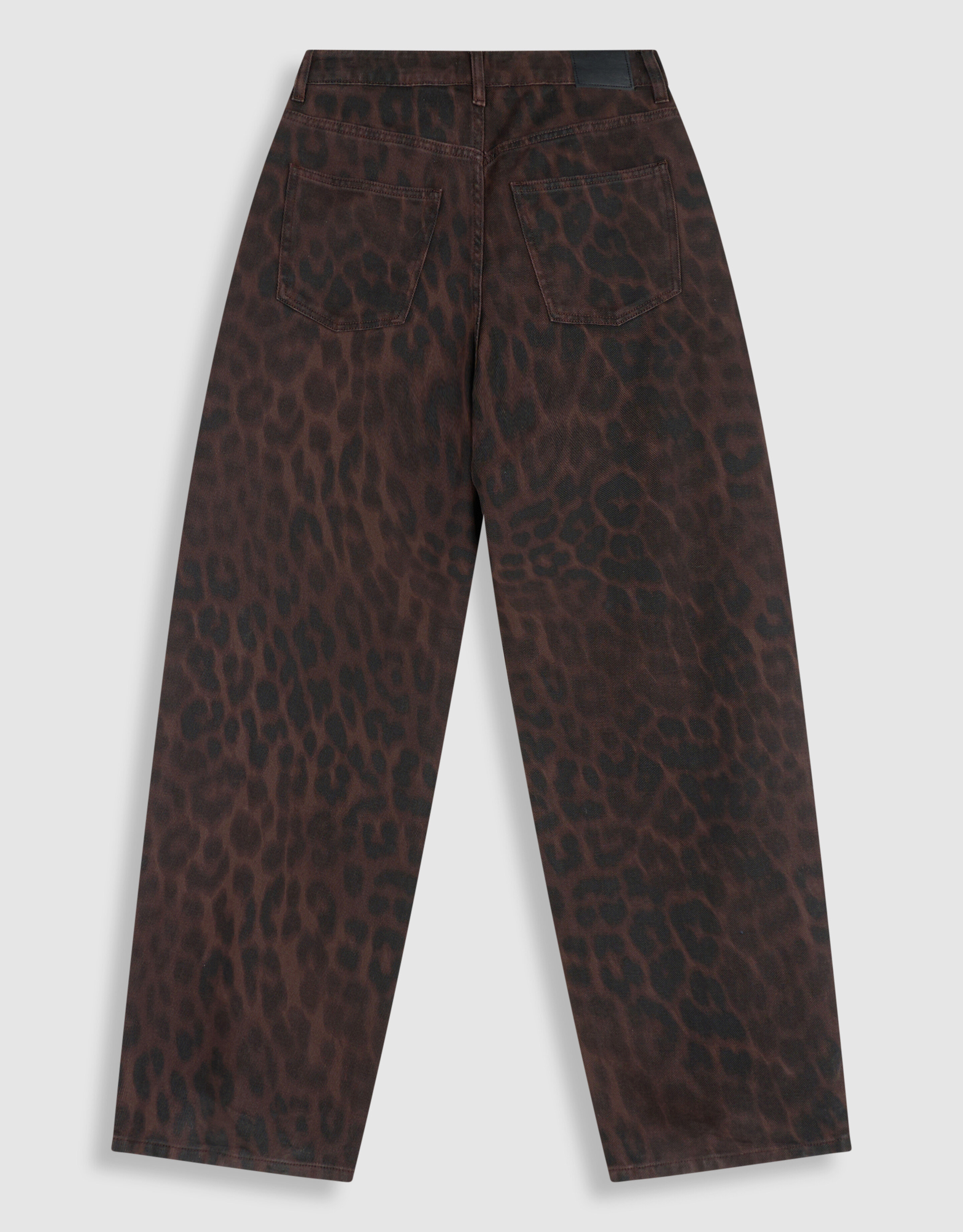 Leopard Print Baggy Fit Jeans Donkerbruin SHOEBY WOMEN