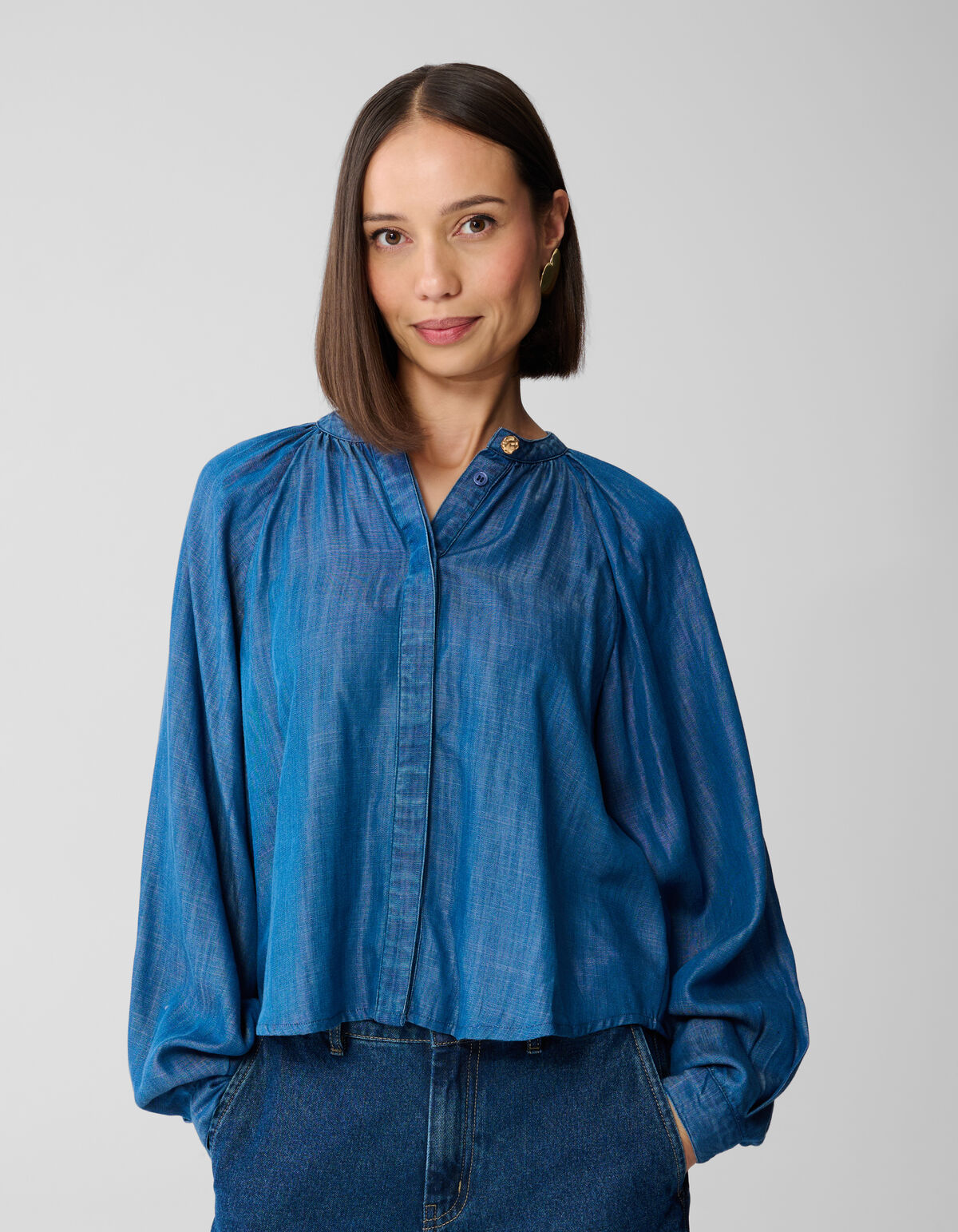 Kurze Jeansbluse Blau SHOEBY WOMEN