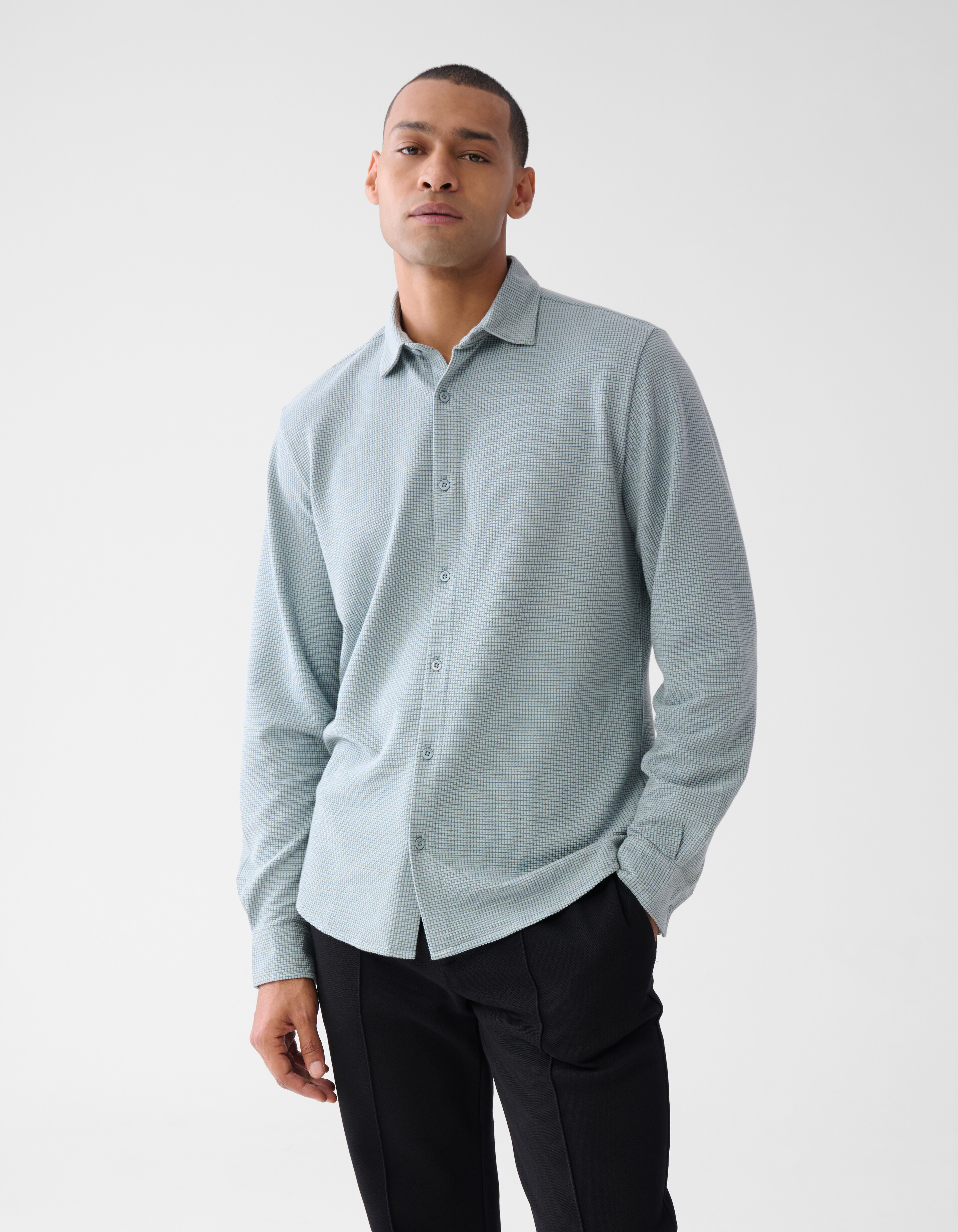 Struktur-Overshirt Hellblau SHOEBY MEN