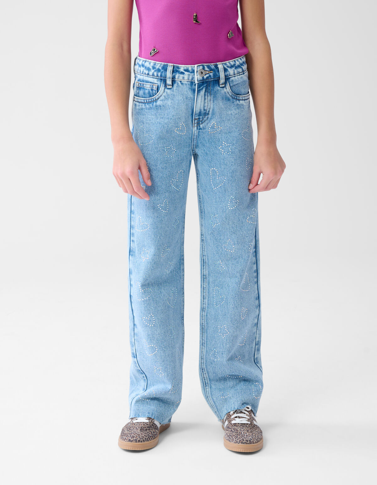 Strass Star/Heart Straight Fit Jeans Blau SHOEBY GIRLS