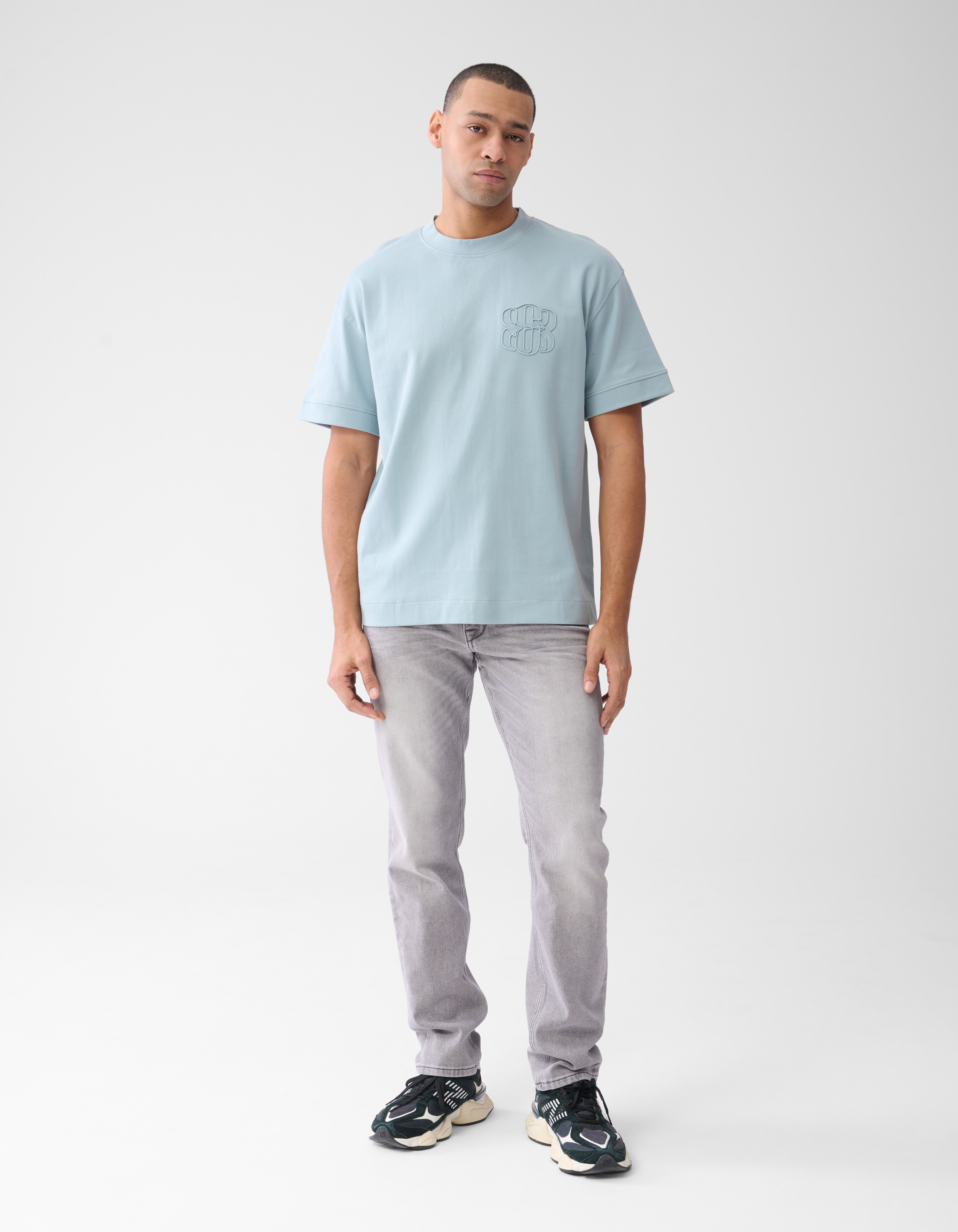 Stickerei-T-Shirt Hellblau SHOEBY MEN