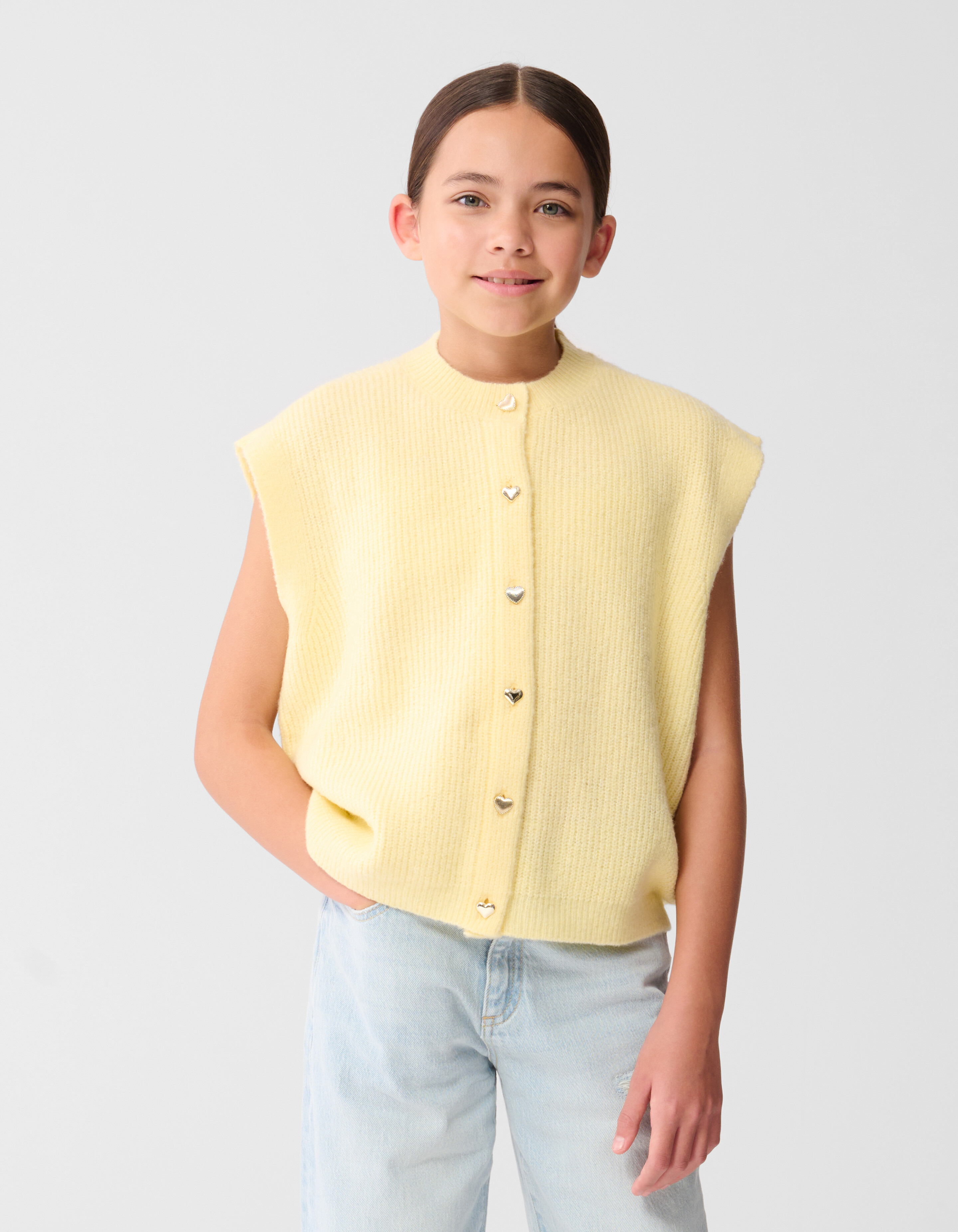 Gestricktes &auml;rmelloses Weste Hellgelb SHOEBY GIRLS