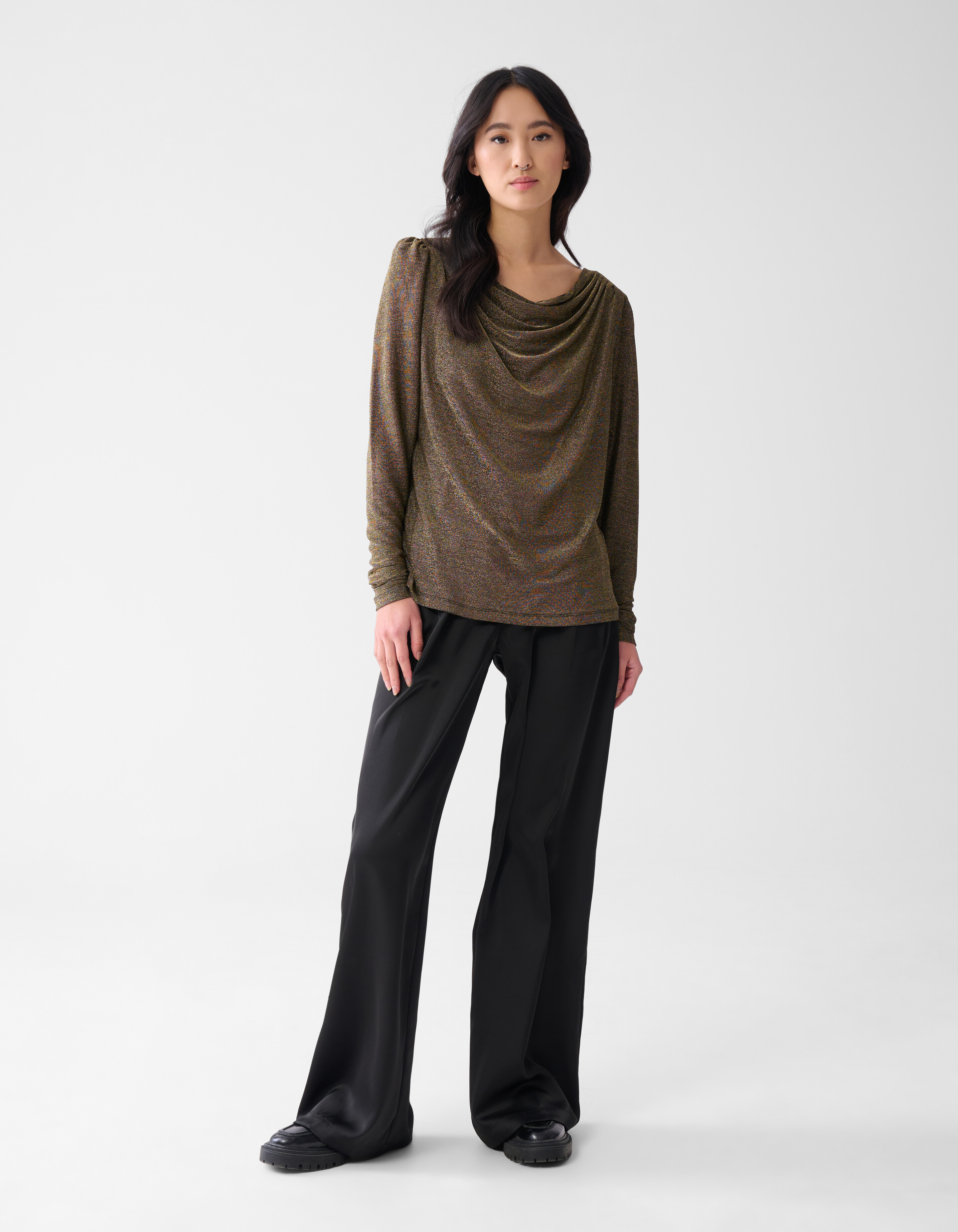 Glitzer Drapierungsbluse Gold SHOEBY WOMEN