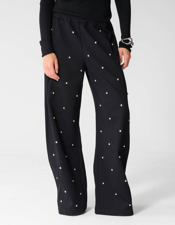 Studded Wide Leg Fit Hose Schwarz SHOEBY WOMEN