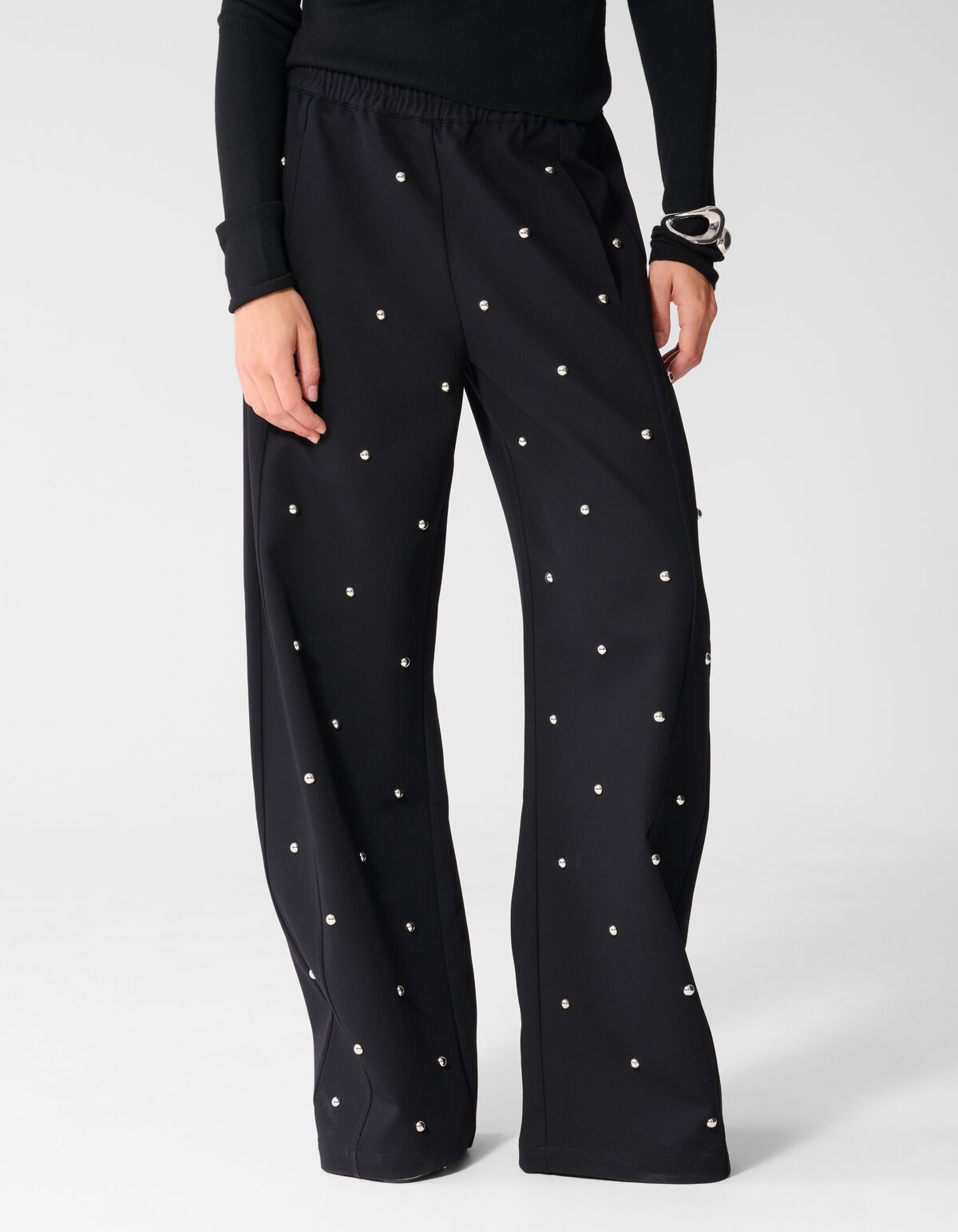 Studded Wide Leg Fit Hose Schwarz SHOEBY WOMEN