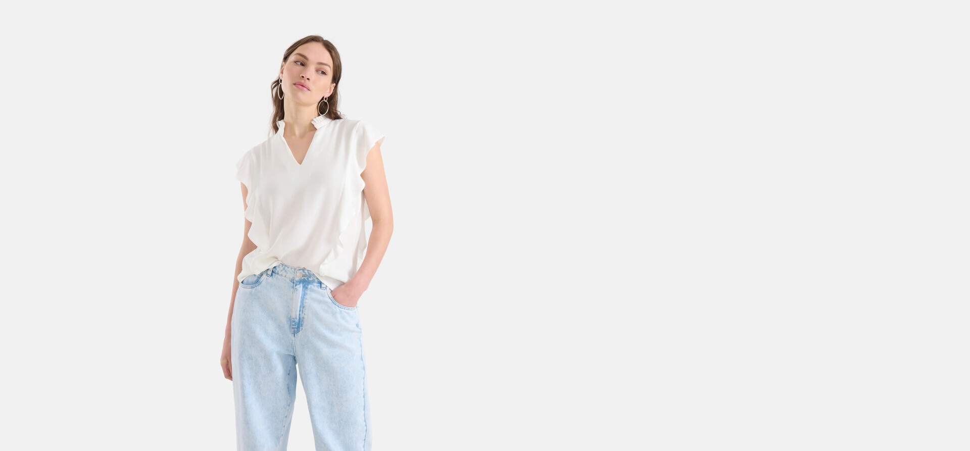 Rüschen-Top Weiß SHOEBY WOMEN