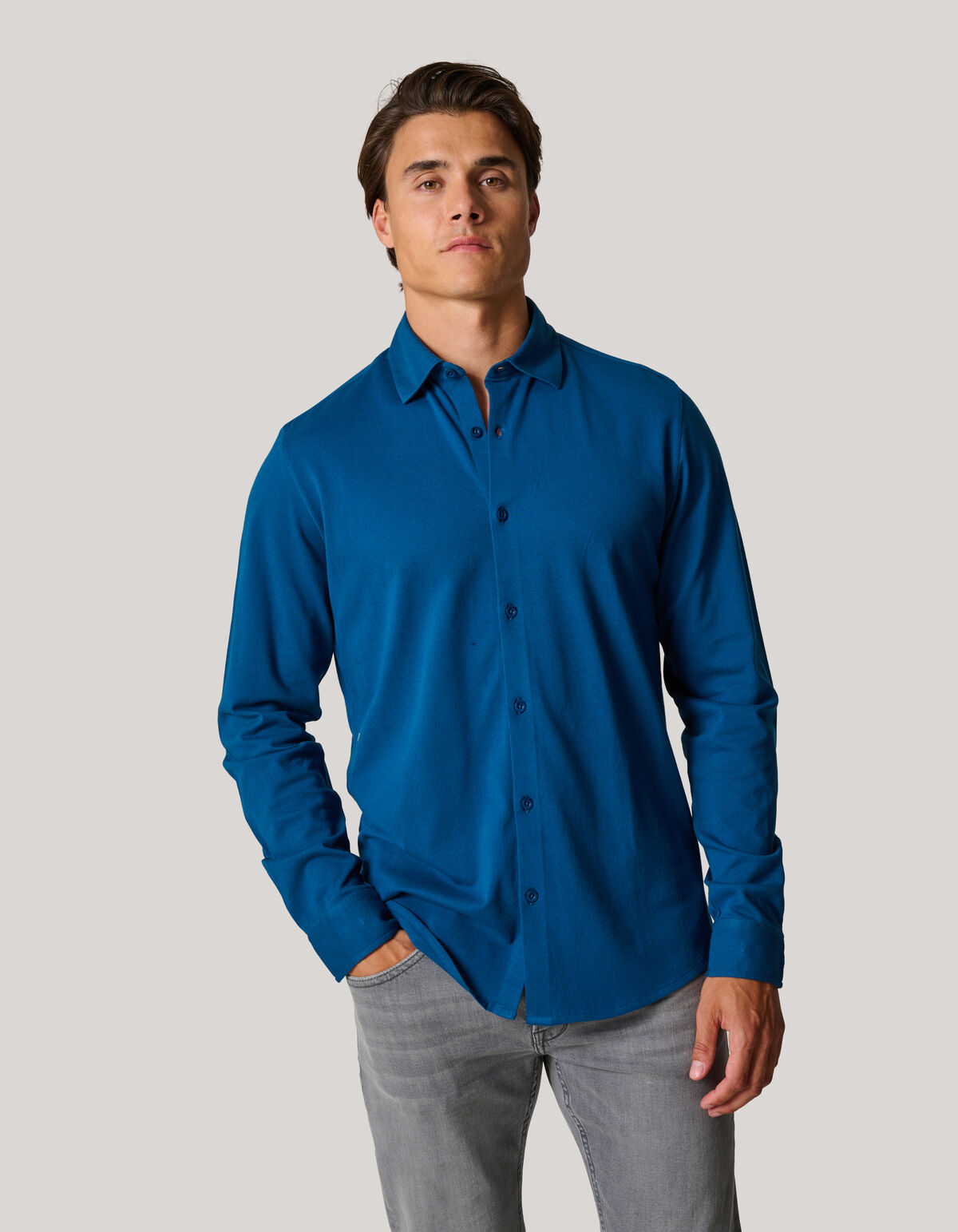 Pique Jersey Shirt Blau SHOEBY MEN
