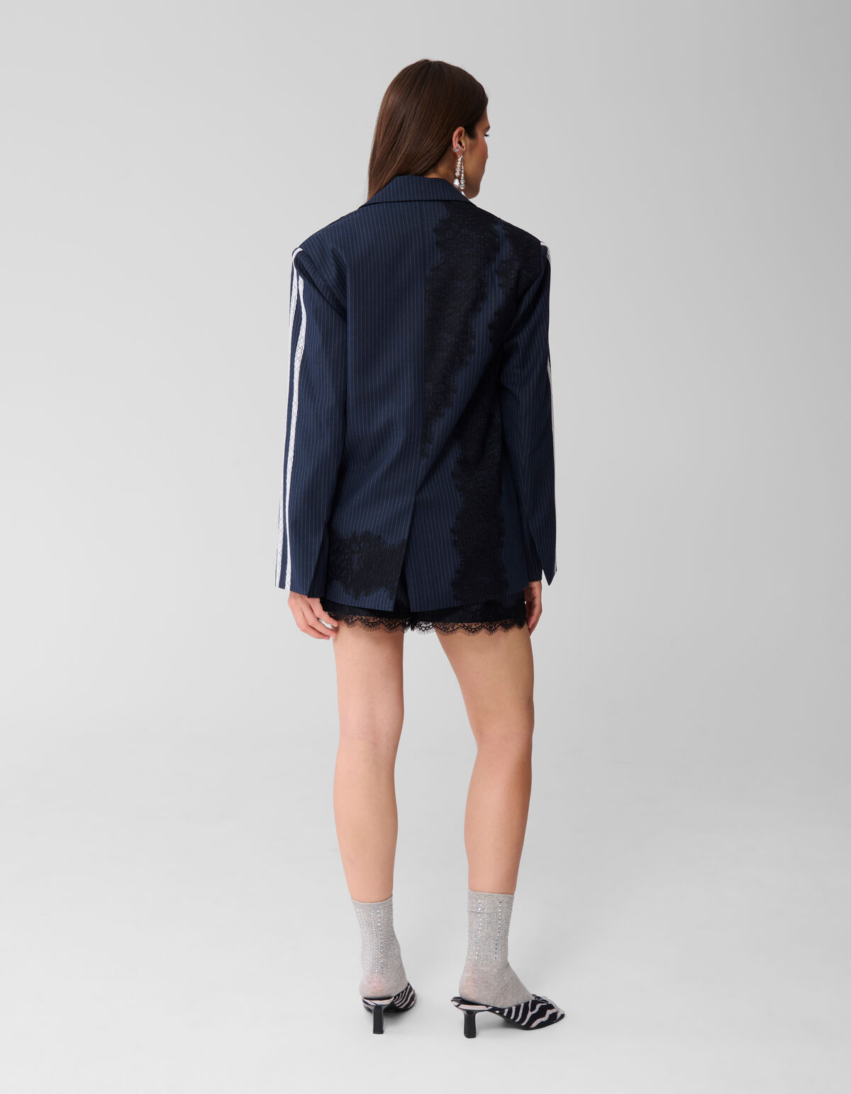 Übergroßer Blazer aus Spitze Dunkelblau SHOEBY WOMEN