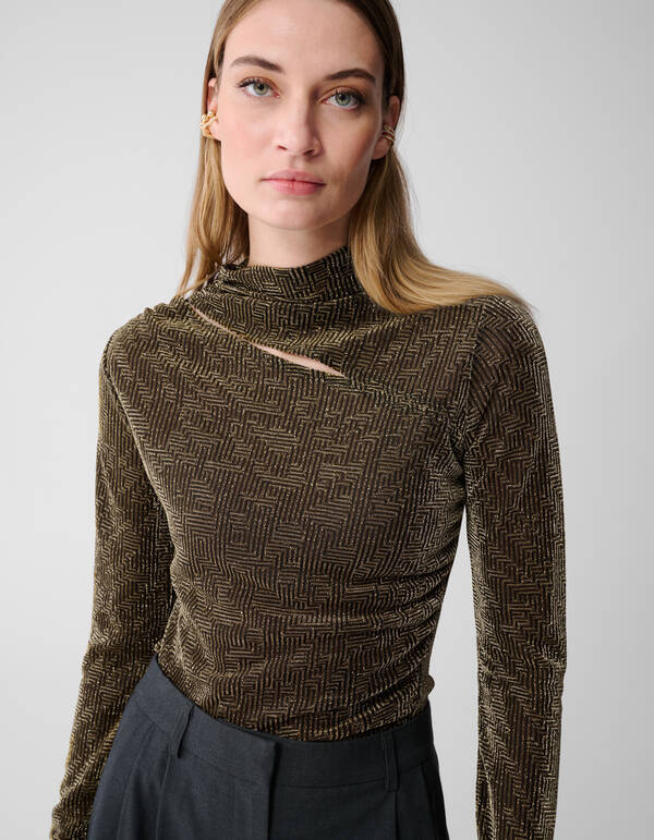 Glitzerndes Top mit Ausschnitt, Gold SHOEBY WOMEN